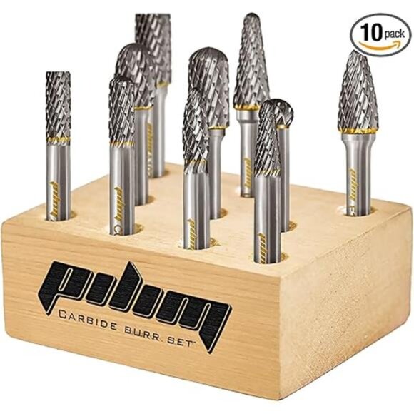 Tungsten Carbide Burr Set 1/4" Shank 10PC Double Cut Rotary Cutting Burrs Die - Picture 7 of 7